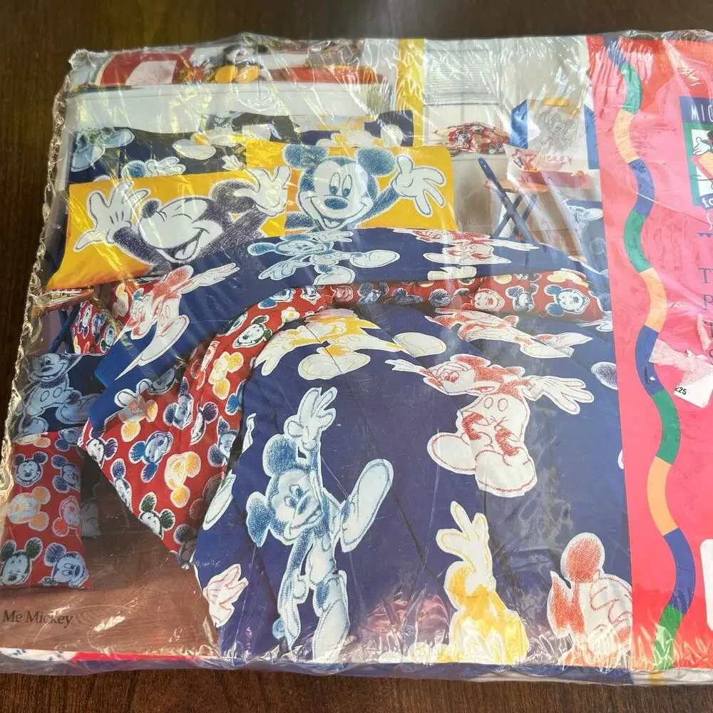 NOS Vintage Mickey Mouse Mickey For Kids All American Mickey Twin Sheet Set
